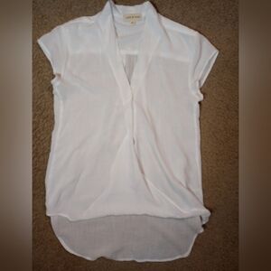 Cloth & Stone White Top Lightweight High Low Wrap Front Long Back Cotton XS